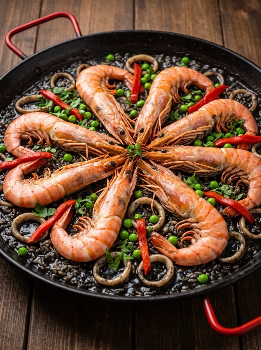 Arroz Meloso de Calamares en su Tinta Premium, el doble de mariscos y carnes